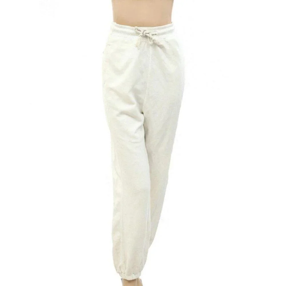 Free People FP Movement Solid Slouchy Pants White Straight-Leg Cotton M